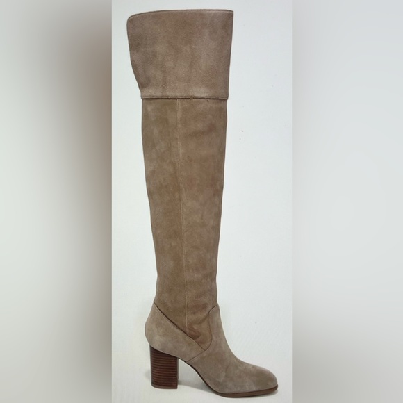 JESSICA SIMPSON Ebyy Suede Leather Over The Knee Boots Camel Tan  Beige 7.5 NEW - Picture 3 of 10